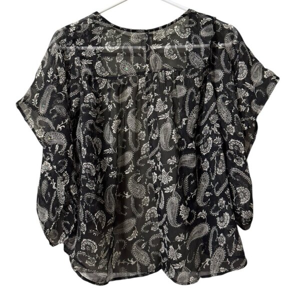 One‎ World Live and Let Live Sheer Paisley Cardigan Open Front Size Petite Small - Picture 2 of 9